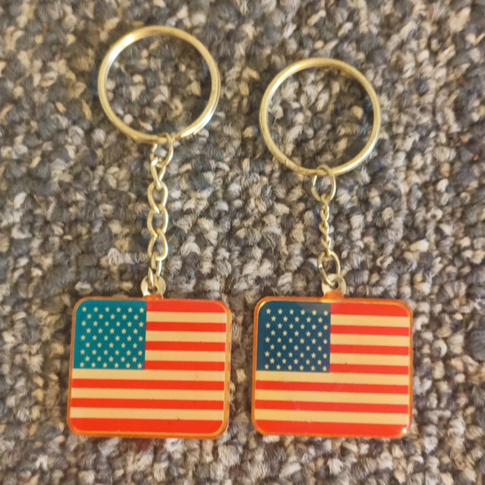 Veteran keychain American flag set of 2